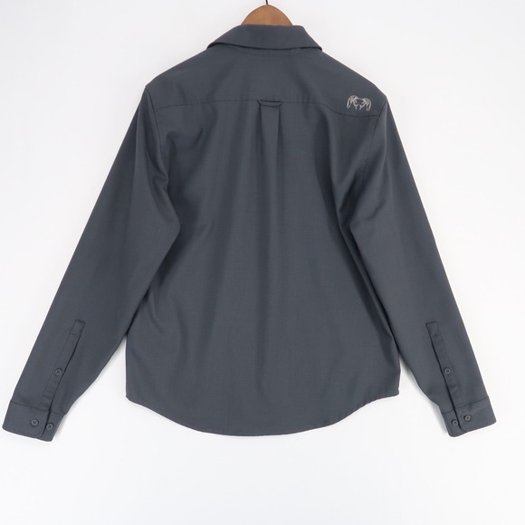 Kuiu StrongWool Shirt Mens M Gray Long Sleeve Wool Blend Button Up Stretch - Picture 2 of 7